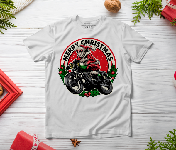 Polera Navidad Diseño Cafe Racer